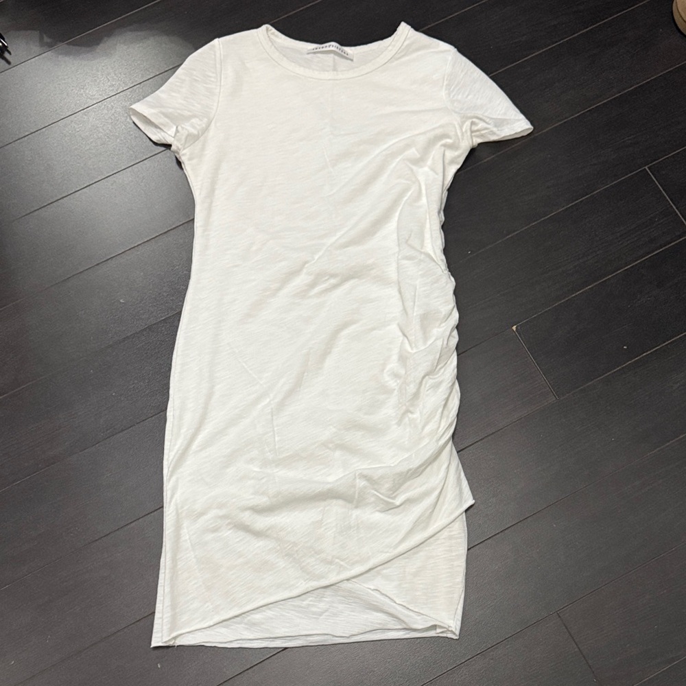 Chic White Ruched Mini Dress